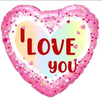 Фольгована кулька коло Китай Серце i love you червоні літери 18" 13768 фото