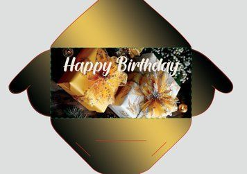 Конверт "Happy birthday" подарунки на чорному 16639 фото