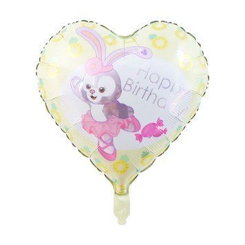 Фольгована кулька (серце) Китай Зайчик балерина Happy Birthday, жовті ананаси 18" 12379 фото