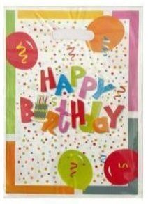 Пакет подарунковий дитячий Happy birthday кульки конфетті 16,5*25 см 10 шт. 16446 фото
