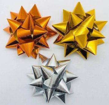 Бант подарочный средний звезда, металлик (Микс)- 12шт. 12см 11526 фото