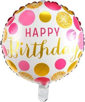 Фольгированный круг Китай &laquo;Happy Birthday золотые-розовые круги&raquo; 18' 02063 фото