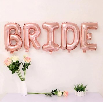 Фольгований напис "Bride" - рожеве золото 16" 14449 фото