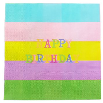 Серветки "Happy birthday" на цветных полосах 12025 фото