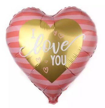 Фольгированный Шар Фигура Китай "Сердце золото надпись LOVE, полосы" 11799 фото