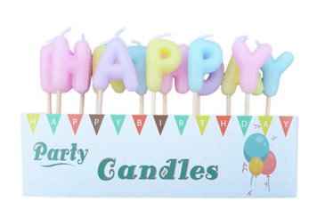 Свічки-літери для торта "Happy birthday" макарун ОКРУГЛІ 14809 фото