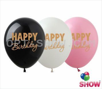 Латексна кулька Арт-SHOW "Happy Birthday" друковані букви, золота фарба 12' (1 ст.) 50 шт. 12875 фото
