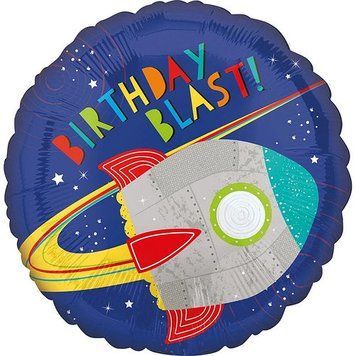 Фольгированный Шар Круг Китай "Ракета. Birthday Blast" 04664 фото