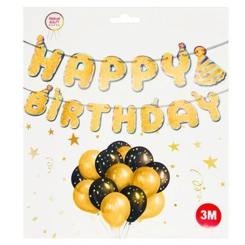 Вивіска "Happy Birthday літери" - глітер золото АКЦІЯ 10949 фото