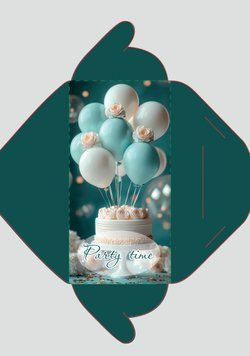 Конверт "Party time" кулі, торт 16643 фото