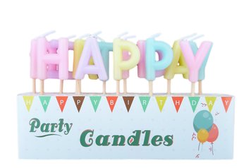 Свічки-літери для торта "Happy birthday" макарун КЛАСИЧНІ 14810 фото