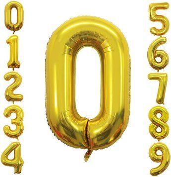 Фольгована цифра Китай під гелій (70 см) - "0" (золото) 02378 фото