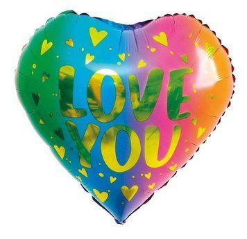Фольгированный шар Круг Китай love you, омбре серце 18" 13577 фото