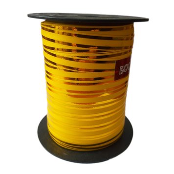 Стрічка-тасьма для куль "Боско" - жовта з золотой полоской 1 см (50 м) 05867 фото