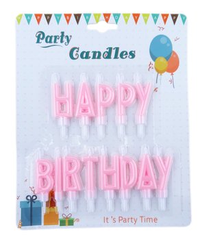 Свічки-літери для торта "Happy birthday" рожевий макарун планшет 14814 фото