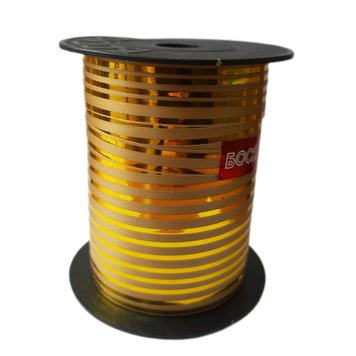 Стрічка-тасьма для куль "Боско" - бежева з золотой полоской 1 см (50 м) 05868 фото
