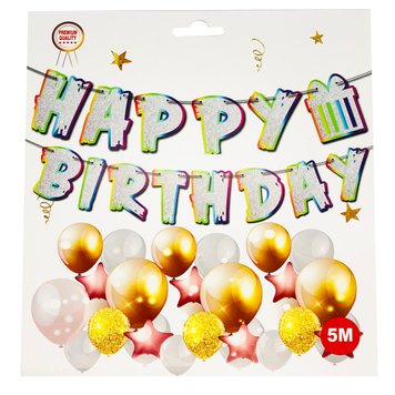 Вивіска "Happy Birthday буквы" - глітер срібло АКЦІЯ 11824 фото