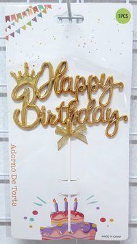 Топпер для торта Happy Birthday корона золото 15097 фото