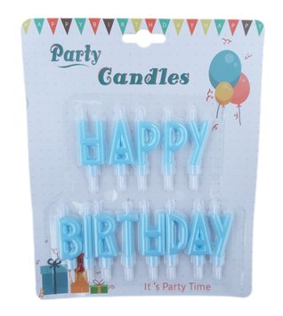Свічки-літери для торта "Happy birthday" блакитний макарун планшет 14815 фото