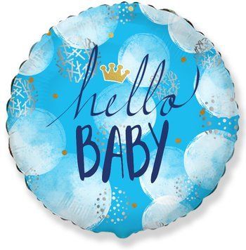 Фольгированный Шар Круг Flexmetal "Hello Baby" голубой 18` 10099 фото