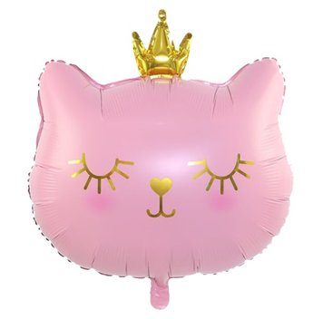 Фольгована кулька (фігура) Китай Голова Кішки рожева з короною середня (M) 14762 фото
