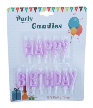 Свічки-літери для торта "Happy birthday" ліловий макарун планшет 14816 фото