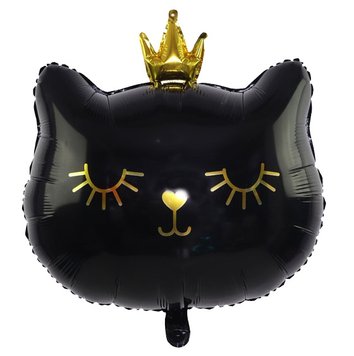 Фольгована кулька (фігура) Китай Голова Кішки чорна з короною середня (M) 14763 фото