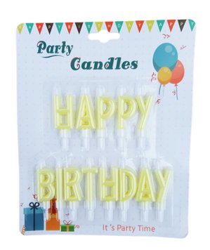 Свічки-літери для торта "Happy birthday" жовтий макарун планшет 14817 фото