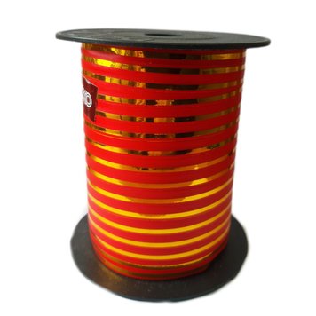 Стрічка-тасьма для куль "Боско" - червона з золотой полоской 1 см (50 м) 05871 фото