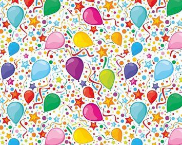 Упаковочная Бумага (5 листов) "Шарики, конфетти на белом" (70*100 см) 04367 фото