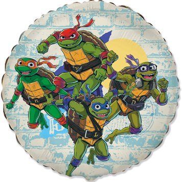 Фольгована кулька Flexmetal Коло Черепашки - нінзя - Ninja Turtles 18" 16708 фото
