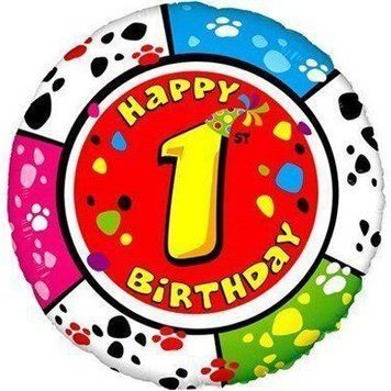 Фольгированный Шар Круг Цифра Flexmetal "Happy Birthday 1" 18` 03158 фото