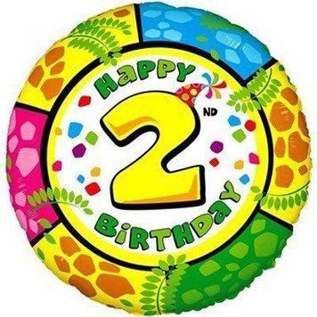 Фольгированный Шар Круг Цифра Flexmetal "Happy Birthday 2" 18` 03159 фото