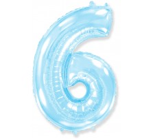 Фольгированная цифра Flexmetal (1 м) - "6" (Голубой перламутр) 