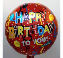 Фольгированный Шар Круг Flexmetal "Happy Birthday to you!"(шарики,серпантин) красный