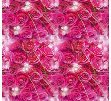 Упаковочная Бумага (5 листов) "Розовые розы" блики,веточки(70*100 см)