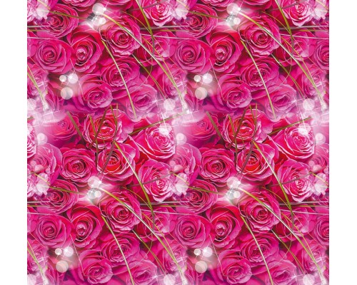 Упаковочная Бумага (5 листов) "Розовые розы" блики,веточки(70*100 см)