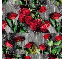 Упаковочная Бумага (5 листов) "Красные розы" на чёрных дощечках (70*100 см)