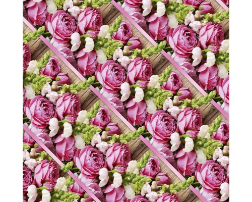 Упаковочная Бумага (5 листов) "Розовая розочка,беленький цветочек с зеленой веточкой" на полу (70*100 см)
