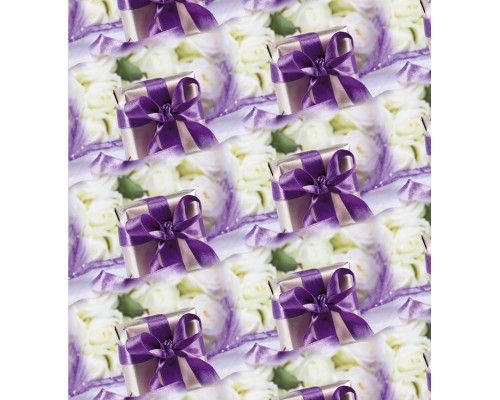 Упаковочная Бумага (5 листов) "Фиолетовый подарок,перышко" (70*100 см)