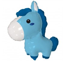 Фольгированный шар фигура Flexmetal "Конячка"(87*72) -голубая 