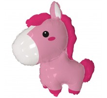 Фольгированный шар фигура Flexmetal "Конячка"(87*72) -розовая
