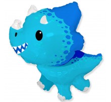 Фольгированный шар фигура Flexmetal "Динозаврик Трацерапторс"-голубой(82*76)