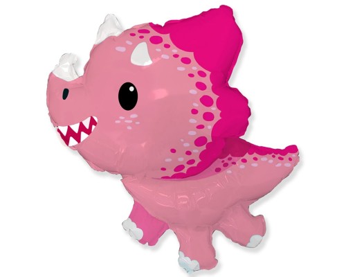 Фольгированный шар фигура Flexmetal "Динозаврик Трацерапторс"-розовый (82*76)