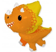 Фольгированный шар фигура Flexmetal "Динозаврик Трацерапторс"-оранжевый(82*76)