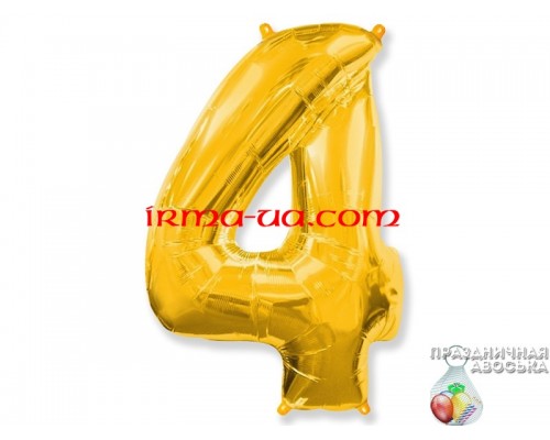 Фольгированная цифра Flexmetal (1 м) - "4" (золото) 