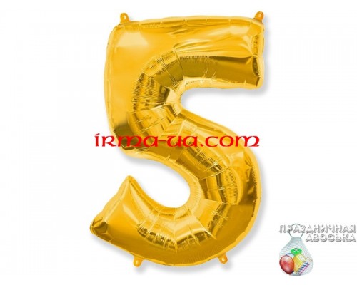 Фольгированная цифра Flexmetal (1 м) - "5" (золото) 