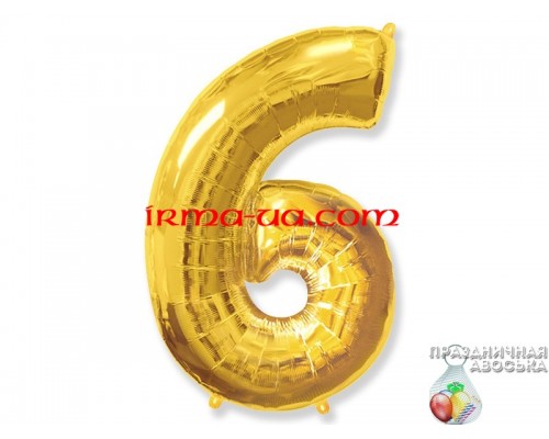 Фольгированная цифра Flexmetal (1 м) - "6" (золото) 