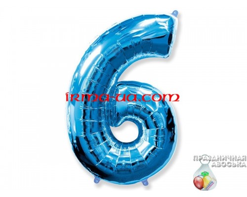 Фольгированная цифра Flexmetal (1 м) - "6" (синий) 