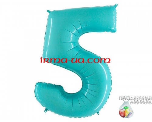 Фольгированная цифра Grabo (1 м) - "5" (голубая)